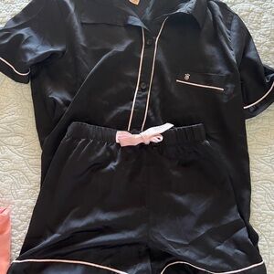 Two Silky shorts PJ sets blk/pink Victorias Secret size L